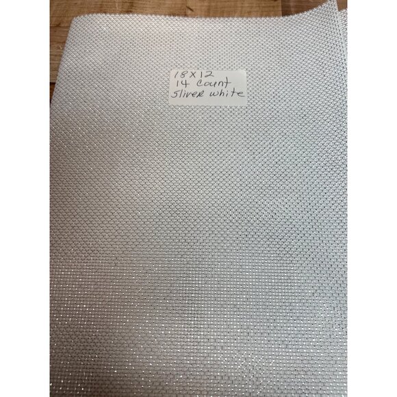 14 Count Aida Cross Stitch Fabric 18x12 Inch Silver White - Picture 1 of 2